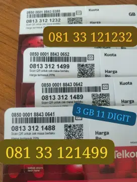 NOMOR CANTIK SIMPATI 11 DIGIT ISI KUOTA 3 GB NASIONAL