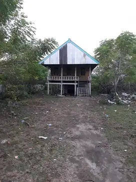 Rumah Kayu bongkar pasang di pantai Kertasari