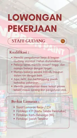 Staff gudang & pengiriman barang