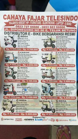 KREDIT SEPEDA LISTRIK TANPA DP & SYARAT KTP SAJA