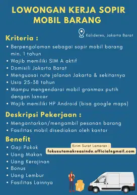Lowongan Kerja, Sopir Mobil Barang