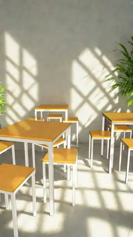Set Meja Makan Outdoor 60x60x70cm | Minimalis Industrial