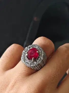 Natural Red Pigeon Blood Ruby Corundum Ring Perak Memo Sky Lab