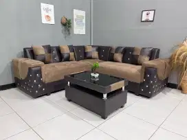 Sofa sudut minimalis cokelat