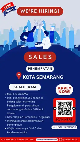 Sales Representative Jakarta/Semarang/Pekanbaru