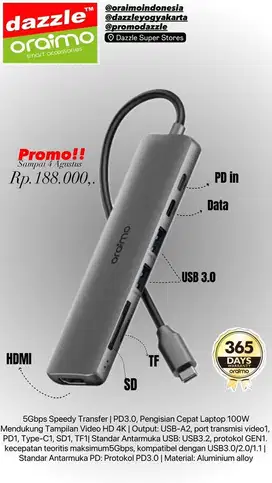 USB Hub 7 in 1 Oraimo OUH-511