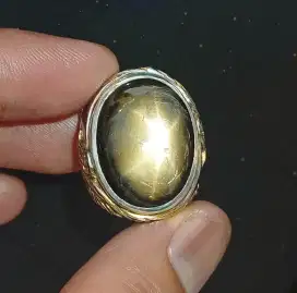 Black sapphire Star 29.2 ct semi golden star ring Perak hrg nego bebas