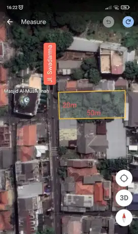 Tanah Strategis +/- 20x50 bisa dibangun 7 lt di Swadarma Raya, Jaksel
