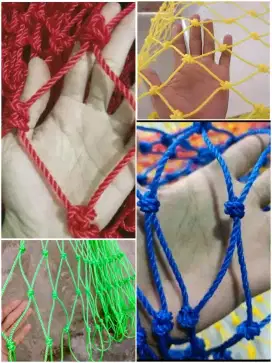 jaring tali pe 3mm, bisa untuk jaring futsal, mini soccer dll