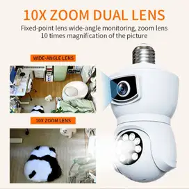 V380 Pro Kamera CCTV Bohlam Dual Lens WiFi IP Camera E27 1080P - E9