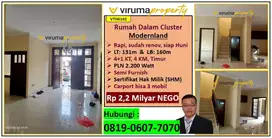VTH0102 - Rumah dalam Cluster, Modernland, Rapi & Siap Huni !