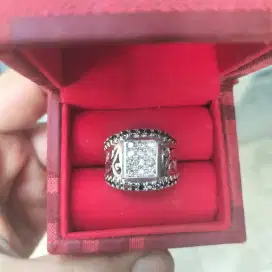 Cincin Berlian Banjar dan Black Onyx ring Perak design Padjajaran
