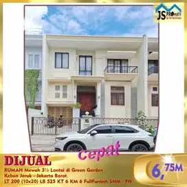 DIJUAL RUMAH MURAH FULL FURNISHED 3.5 LANTAI DI GREEN GARDEN JAKARTA