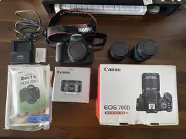 Kamera DSLR Canon 700D + 18-55mm Kit + 50mm f/1.8 STM (2 lensa)
