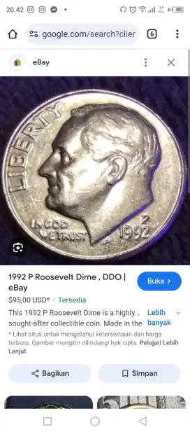 Koin One Dimes P Roosevelt