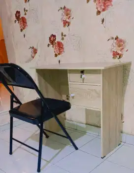 Meja Kasir, Meja Kerja, Meja Komputer + Kursi Lipat Besi Free Ongkir