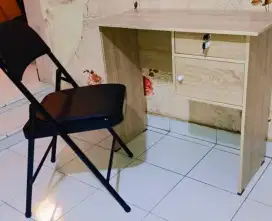 Meja Komputer, Meja Kasir, Meja Kerja + Kursi Lipat Besi Free Ongkir
