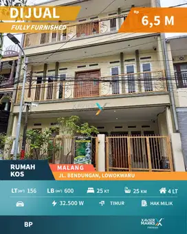 Dijual Rumah Kos Aktif Dekat Kampus di Area Bendungan Lowokwaru Malang