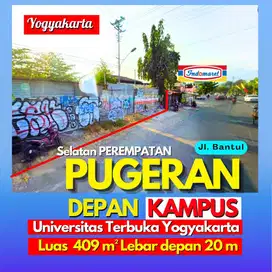 Tanah strategis Jogja selatan perempatan Pugeran Luas 409 m2 lebar 20m