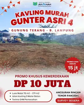 TANAH KAVLING MURAH GUNTER ASRI TAHAP 4 DEKAT KAMPUS MALAHAYATI