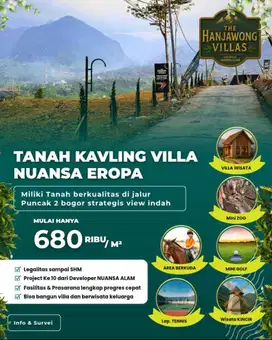 Jual tanah kavling SHM Villa bergaya Eropa dekat jakarta, depok,