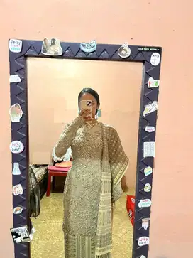 Kebaya Panjang Tulle Prancis Ori Full Payet Swarovski Nude Furing