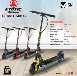 Skuter Listrik Anak Merk Exotic E200 warna merah kondisi 98%
