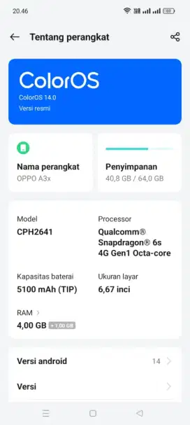 Jual hp Oppo A3x