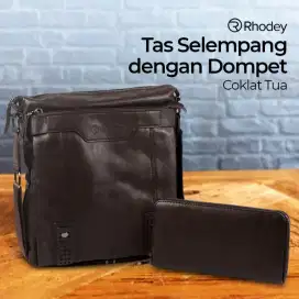Rhodey Tas Selempang Pria Messenger Bag PU Leather dengan Dompet