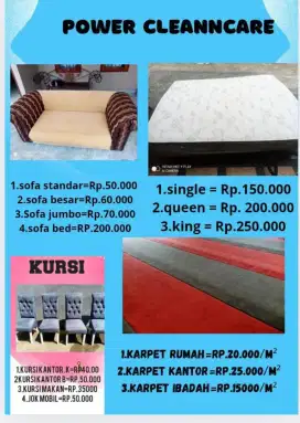 Jasa cuci sofa kasur/springbed jok mobil