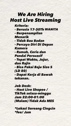 HOST LIVE SHOPEE / TIKTOK THRIFT