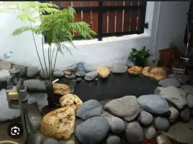 Kolam ikan koi dan taman landscape