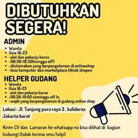 Dibutuhkan segera staff onlineshop