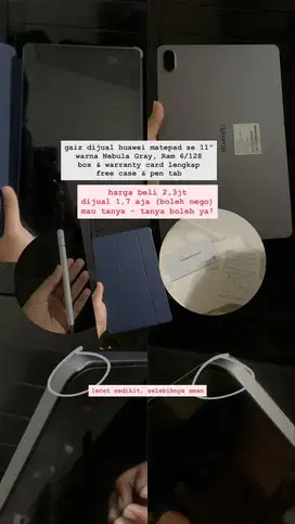 Dijual tab huawei matepad se 11” 6/128
