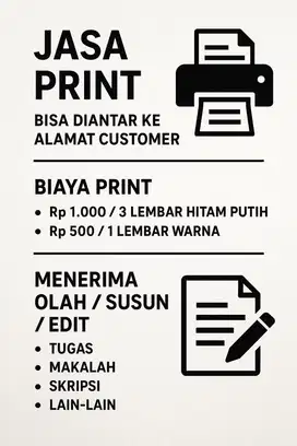 JASA PRINT BISA DIANTARKAN - CUKUP KIRIM FILE SECARA ONLINE
