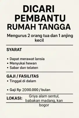 Dicari pembantu