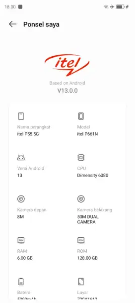 ITEL P55 5G Blue