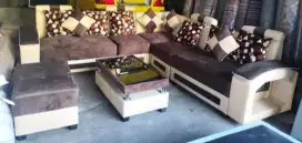 Sofa engkel dua cokelat
