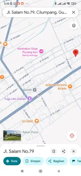 Tanah dijual Jl Salam Gumilir BU