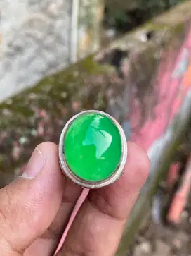 Batu Natural Giok Burma Type C Ring Perak