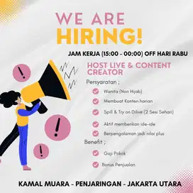 LOWONGAN PEKERJAAN HOST LIVE & CONTENT CREATOR