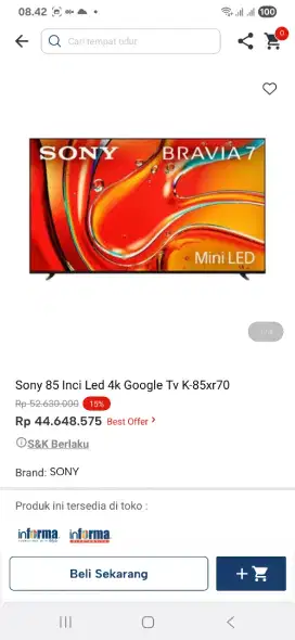 Sony 85 inci led 4k k85xr70