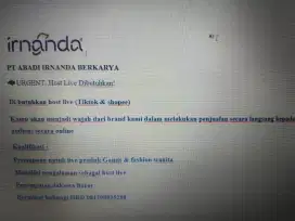 Dibutuhkan Host Live Berpengalaman