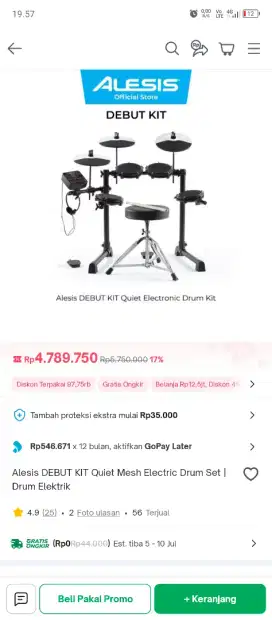 Dijual drum kit Alesis