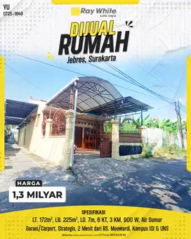 Rumah Siap Huni Strategis Dekat Kampus dan Rumah Sakit di Jebres, Solo