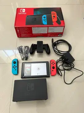 nintendo switch v2 neon fullset ofw tanpa game