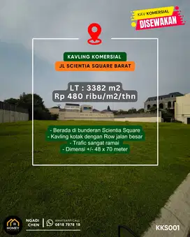 Disewakan Kavling Komersial 3382m² lokasi strategis Gading Serpong