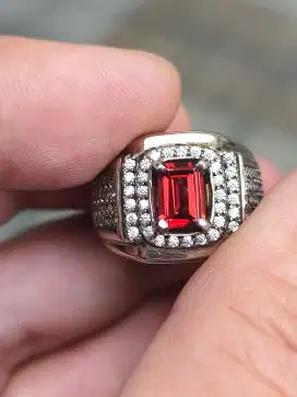 Batu garnet malaya 1.08 carat ring perak memo skylab top kristal HQ