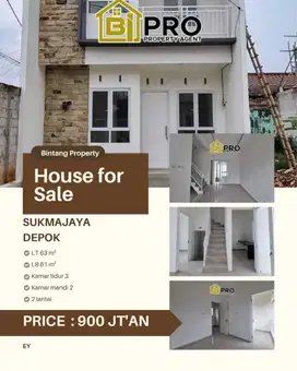 Depok, Sukmajaya,townhouse, rumah baru tanpa DP