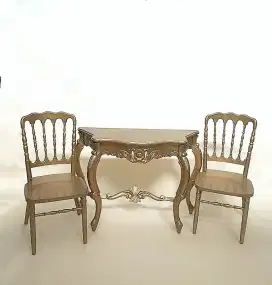 1set meja+2kursi warna emas